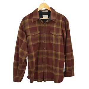 Pendleton Men Plaid Outdoor Shirt Long Sleeve Button Down Wool